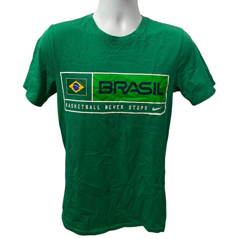 NIKE DRI-FIT BRASIL BASKETBALL SHIRT — Green Basketball Never Stops Men's Small